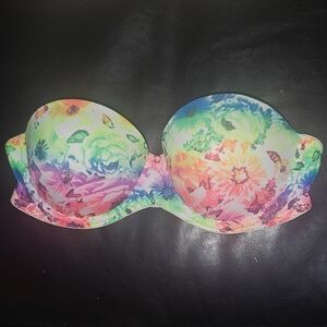 34B Victoria Secrer Pink Wear Everywhere Multi Way Push Up Floral Strapless Bra